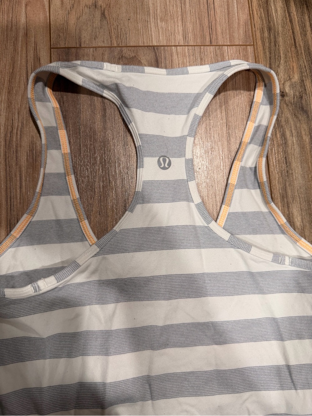 lululemon athletica White and Light Gray Striped Racerback Tank